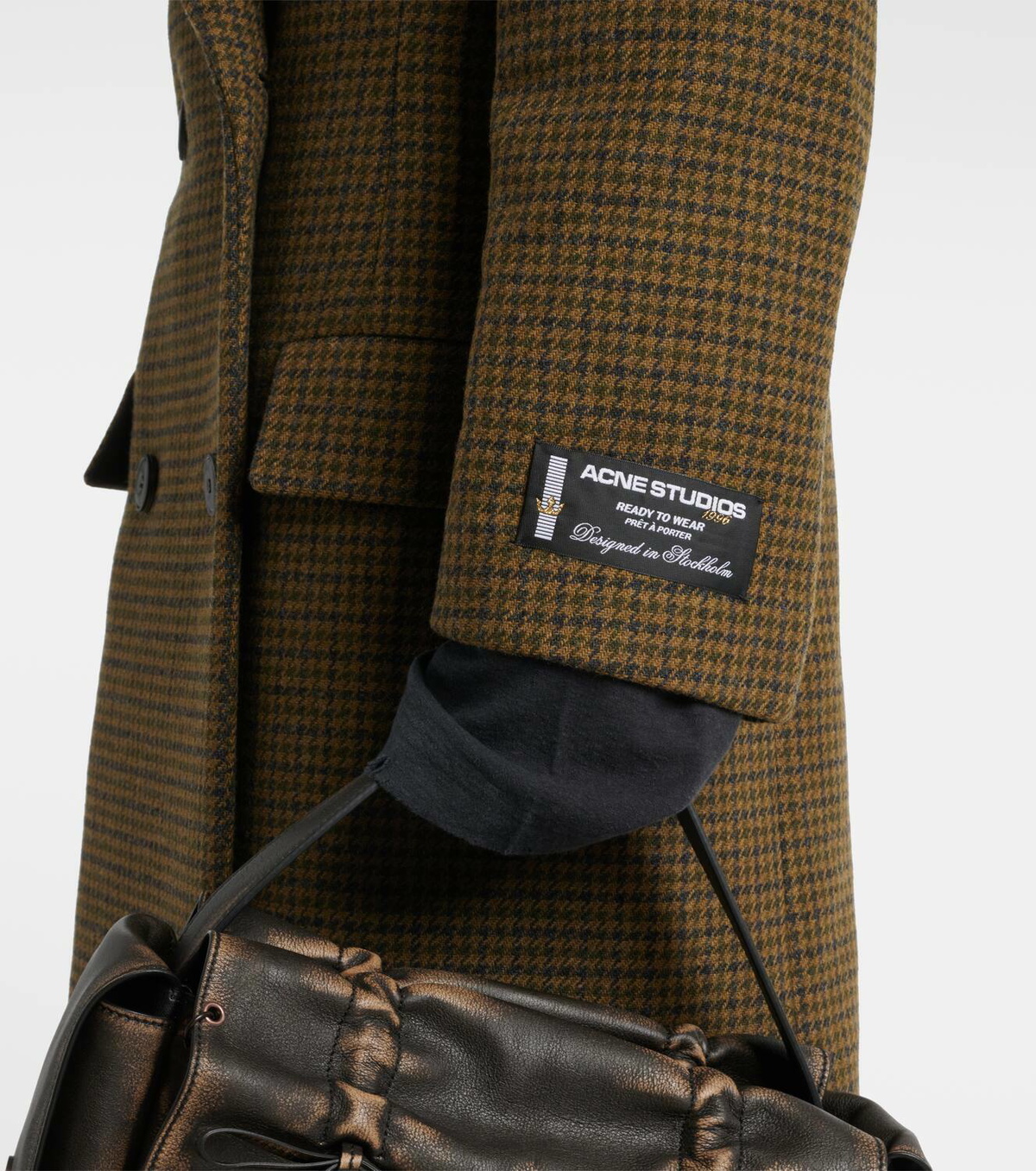 ダウンジャケット・コート Acne Studios Checked Double-Breasted Wool Blend Coat Checked double-breasted wool-blend coat in green - Acne