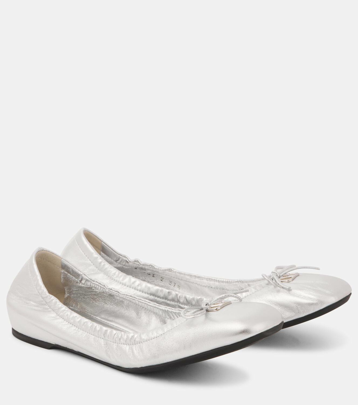 ■VALENTINO■ V Logo Signature Ballerina Flat Shoes Silver 5 Valentino Garavani VLogo Signature leather ballet flats