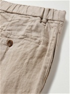 Hartford - Tanker Slim-Fit Straight-Leg Linen Drawstring Trousers - Neutrals