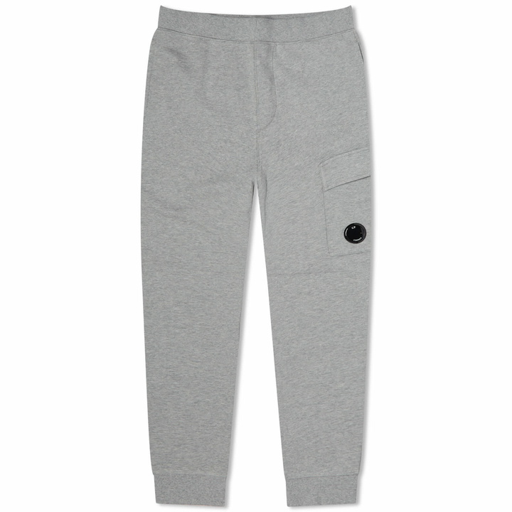 Photo: C.P. Company Men's Diagonal Fleece Cargo Track Pants in Grey Melange