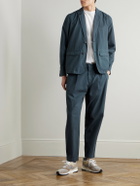 Folk - Assembly Straight-Leg Pleated Striped Cotton Suit Trousers - Blue