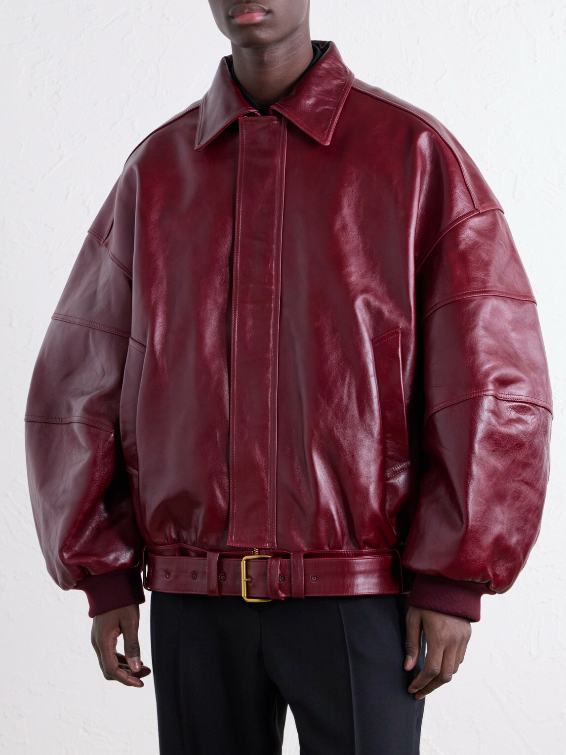 Willy Chavarria - OS Hustler´s Oversized Leather Jacket - Burgundy