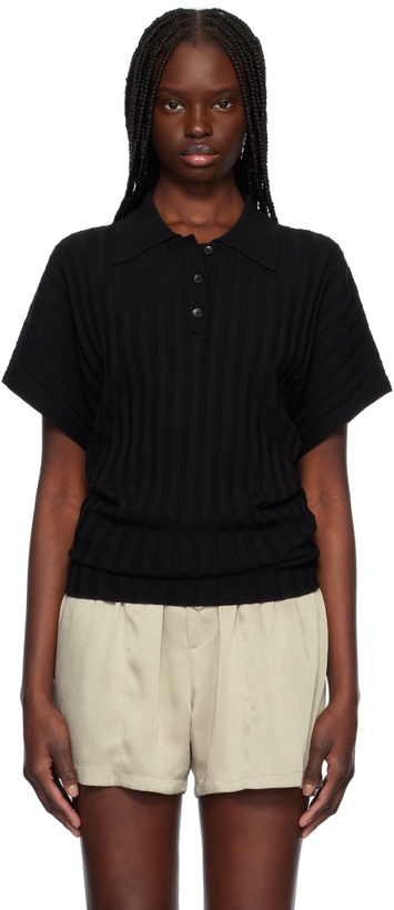 Photo: RECTO Black Dolman Sleeves Knit Polo