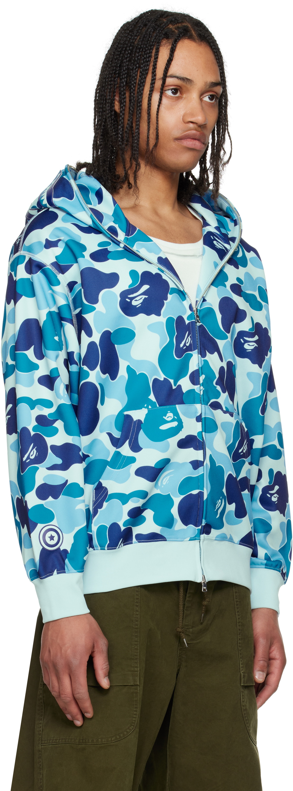 BAPE Blue ABC Camo Shark Full Zip Hoodie A Bathing Ape