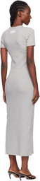 Marine Serre Gray Moon Logo Ribbed Jersey Tube Maxi Dress