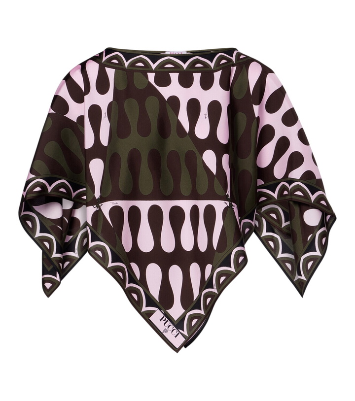 Photo: Pucci Leocorno asymmetric silk twill top
