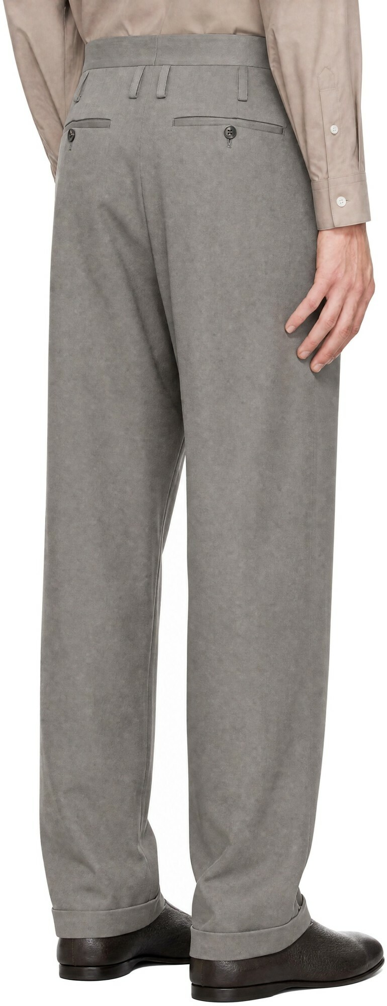 SOSHIOTSUKI Gray Double Inverted Tuck Trousers