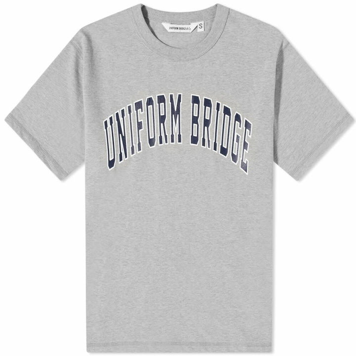 Photo: Uniform Bridge Men's Arch Logo T-Shirt in Melange Grey