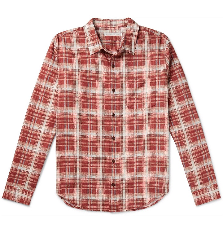 Photo: Outerknown - Highline Checked Cotton and Linen-Blend Flannel Shirt - Red