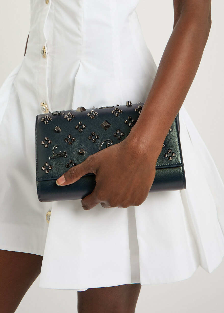 Christian Louboutin Paloma Embellished Leather Clutch - Navy - One Size