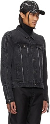 KANGHYUK Black Lock Stitched Denim Jacket