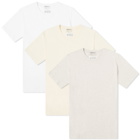 Maison Margiela Men's Classic T-Shirt - 3 Pack in White. Ivory/Grey Melange