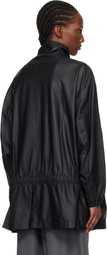 Alexander Wang Black Drop Waist Bonded Leather Jacket