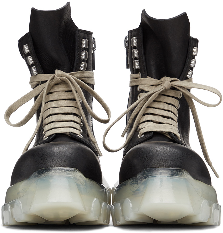 Rick Owens Black & Transparent Bozo Tractor Army Boots