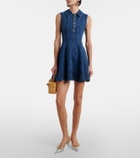 Self-Portrait Broderie anglaise denim minidress