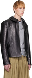 ANDREJ GRONAU Black Star Cutout Leather Jacket