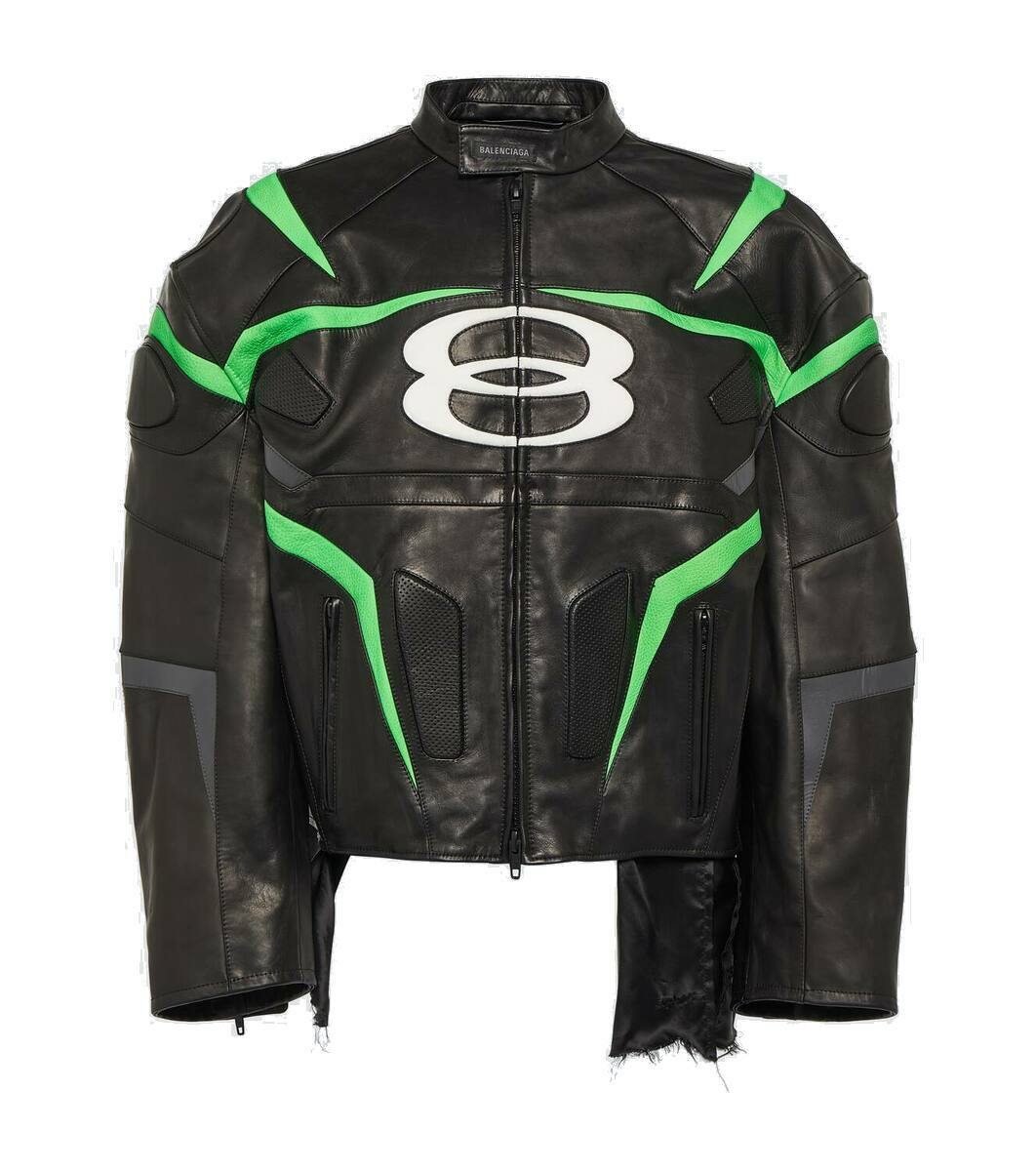 Balenciaga - Racer Oversized Distressed Panelled Leather Jacket