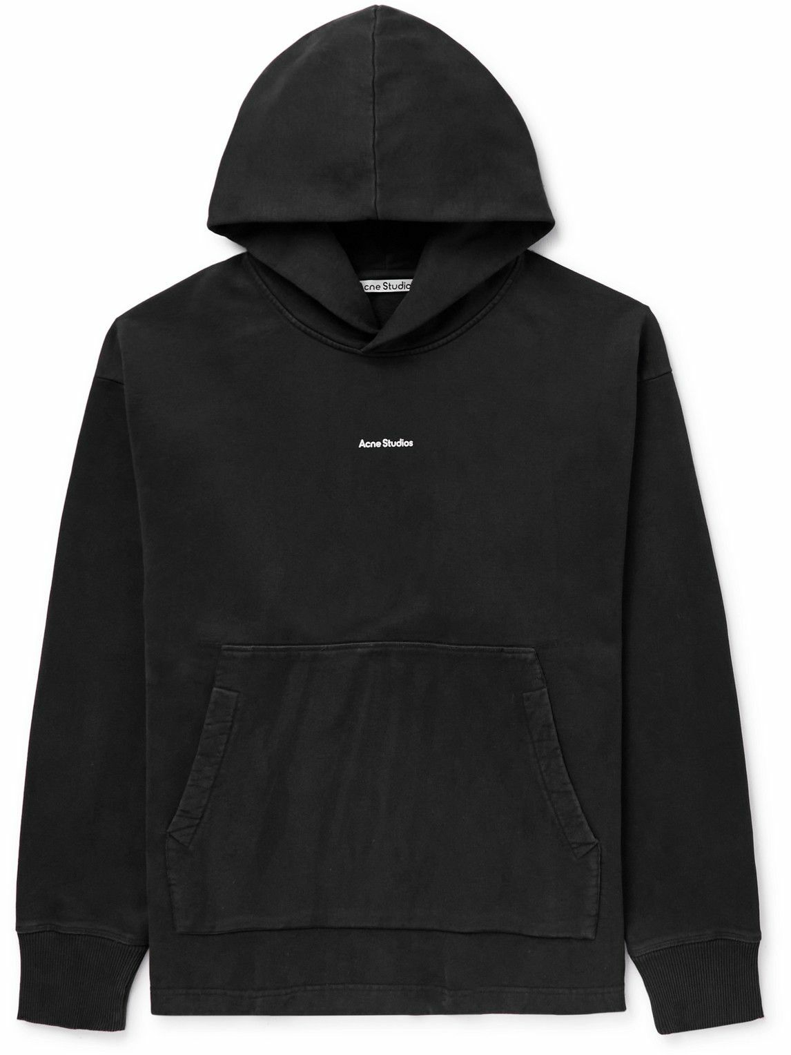 Acne Studios - Logo-Print Fleece-Back Cotton-Jersey Hoodie - Black