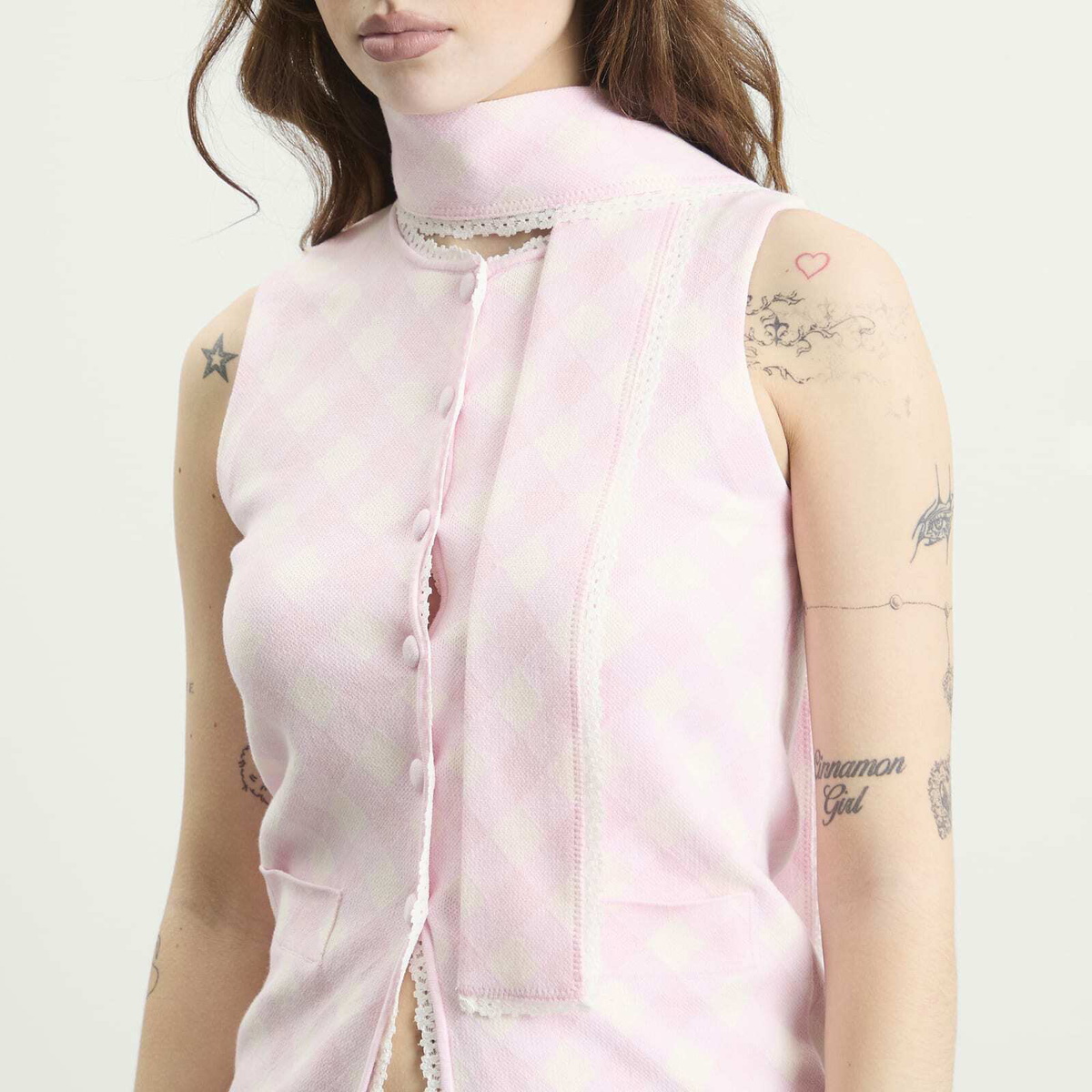 House Of Sunny Women's Pink Ladies Peggy Vest in Blush Lace