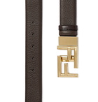 Fendi - 3.5cm Logo-Embellished Reversible Leather Belt - Brown