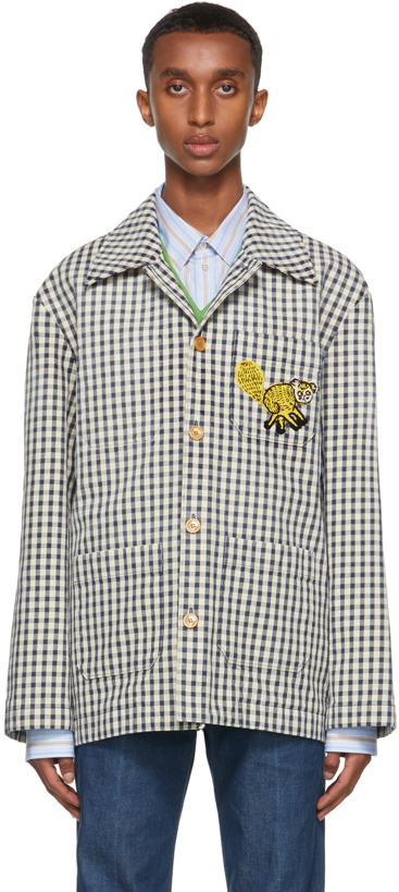 Photo: Gucci Navy & White Freya Hartas Edition Gingham Jacket