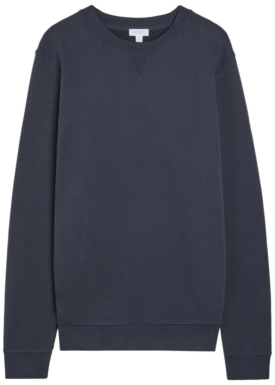 Sunspel Crew-neck Cotton Sweatshirt Navy