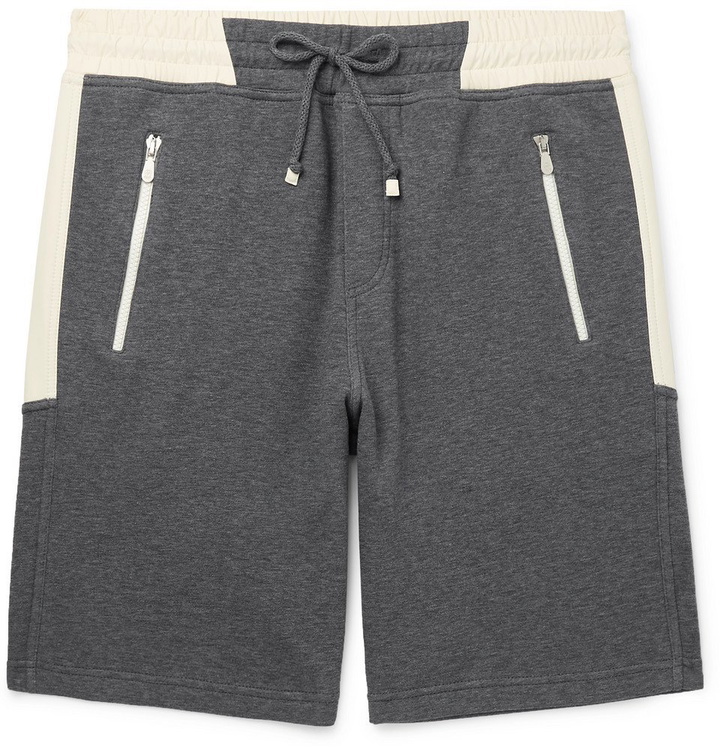 Photo: Brunello Cucinelli - Nylon-Trimmed Cotton-Blend Jersey Drawstring Shorts - Gray