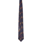 Gucci Navy Silk GG Web Crest Tie