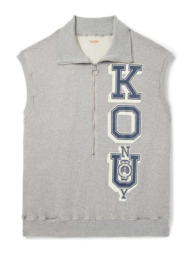 Photo: KAPITAL - KO.U Printed Cotton-Jersey Half-Zip Gilet - Gray