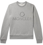 MONCLER - Logo-Embroidered Mélange Loopback Cotton-Jersey Sweatshirt - Gray