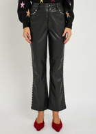 Never Fully Dressed Stud-embellished Faux Leather Trousers Black