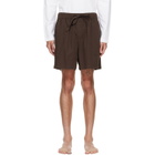 Tekla Brown Poplin Pyjama Shorts