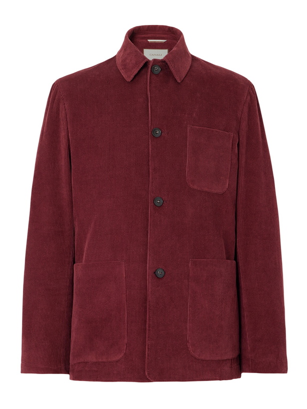 Photo: Canali - Cotton-Corduroy Overshirt - Red