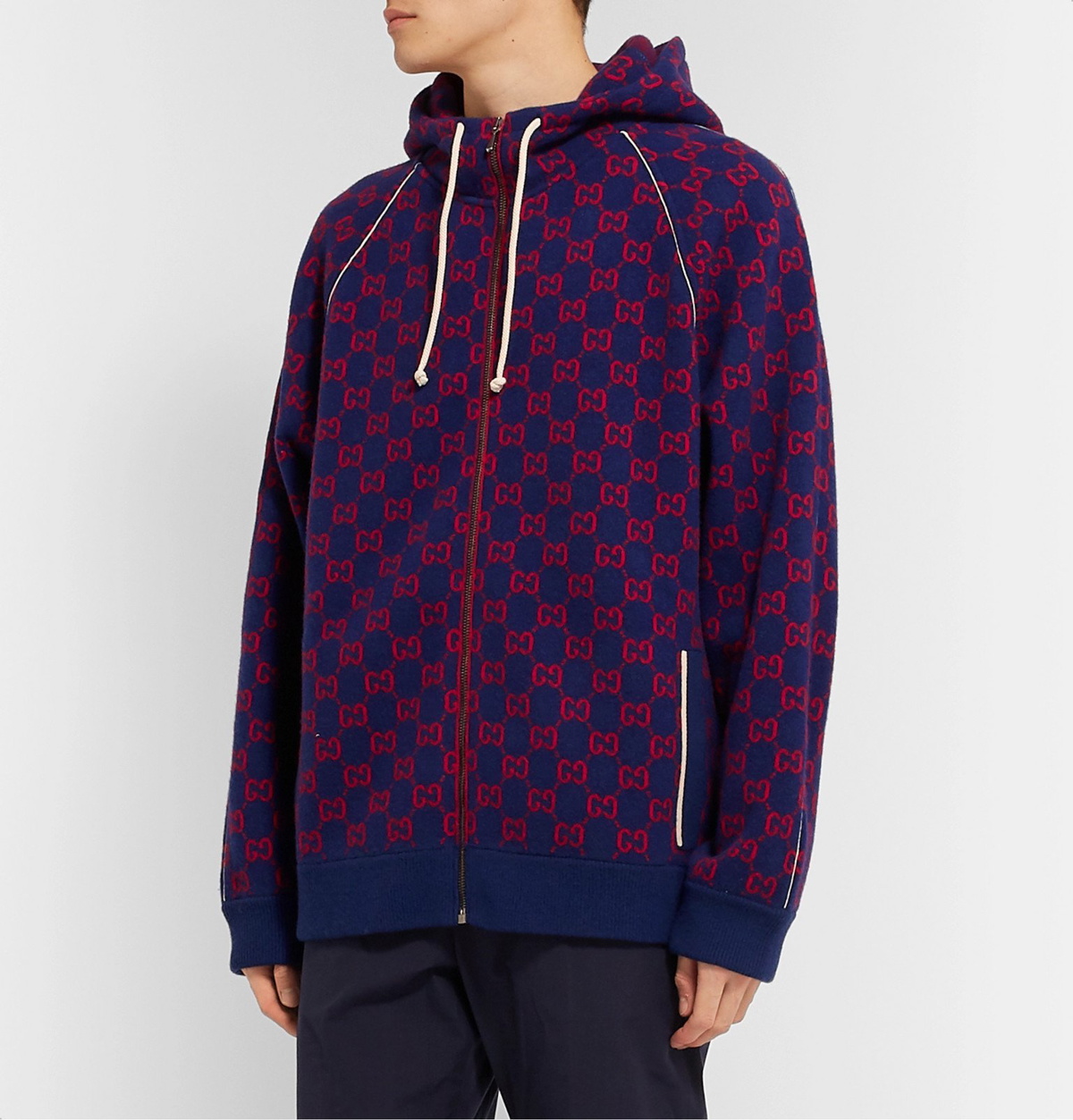 Gucci GG-jacquard Cotton Hoodie - Black