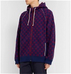 Gucci - Logo-Jacquard Wool and Cashmere-Blend Zip-Up Hoodie - Blue