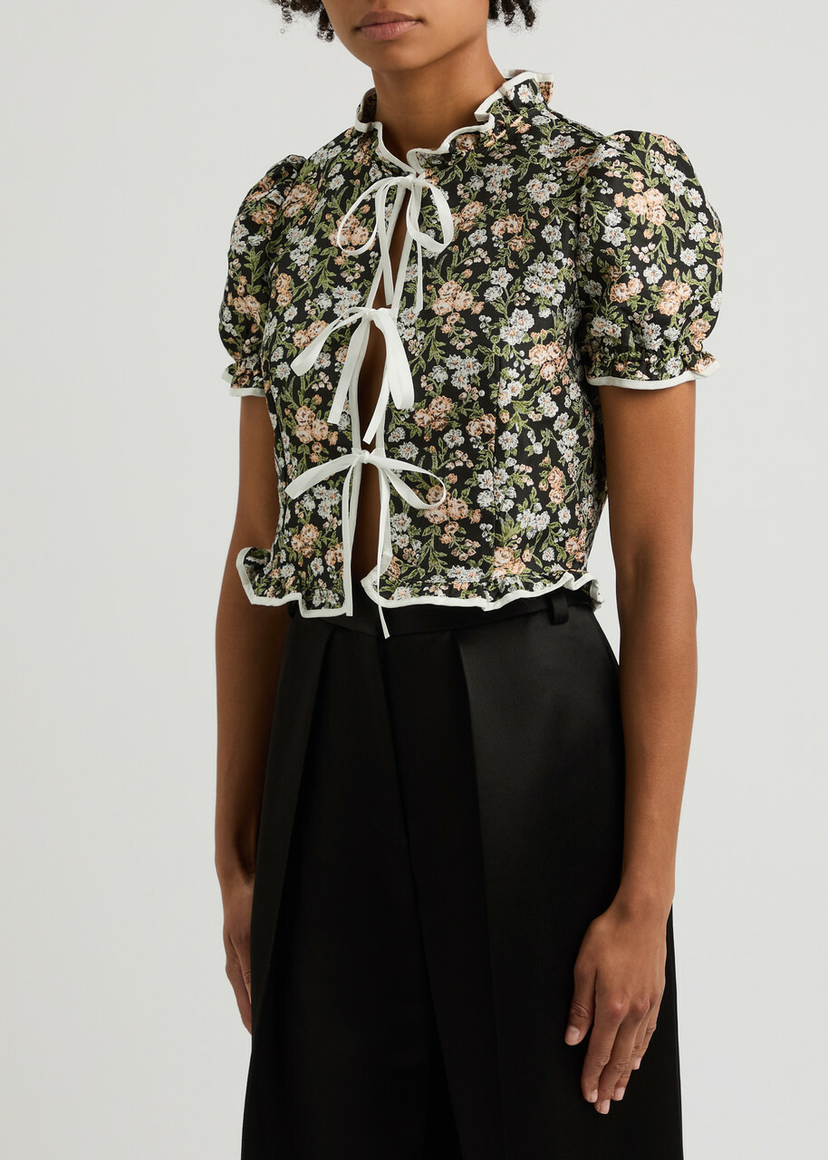 Sister Jane Graces Floral-jacquard top Green