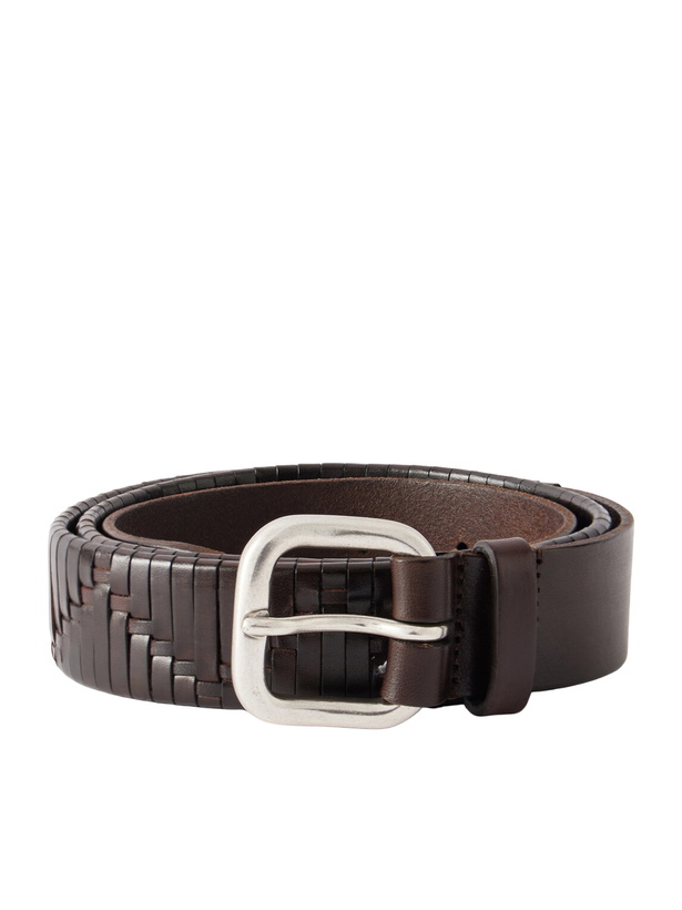 Photo: Anderson's - 3cm Woven Leather Belt - Brown