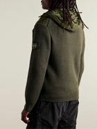 Stone Island - Slim-Fit Panelled ECONYL® Nylon Metal and Ribbed Virgin Wool Hooded Jacket - Green