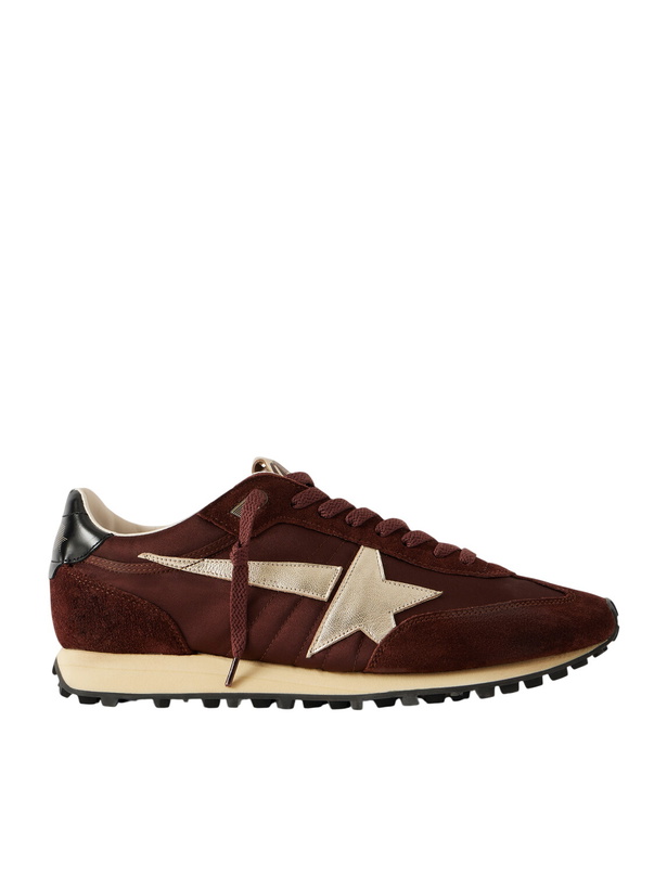 Photo: Golden Goose - Marathon Suede and Leather-Trimmed Satin Sneakers - Brown