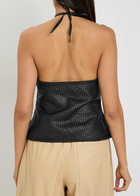 Arma Cecilia Woven Leather top Black