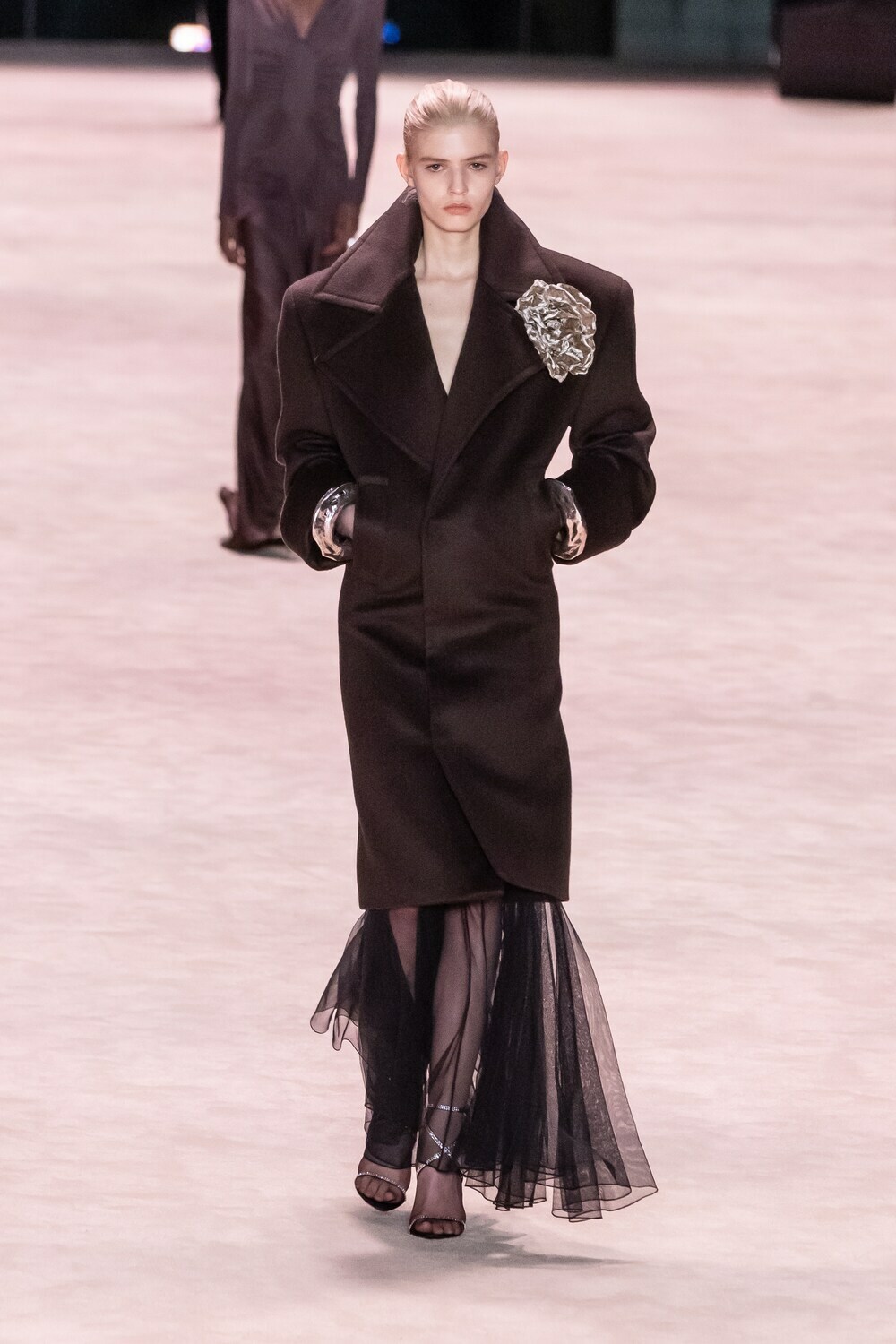 saint laurent sheer dress Saint Laurent Sheer Black Silk Gold Lurex Dot Cut Out Back Tunic Mini Basha Gold