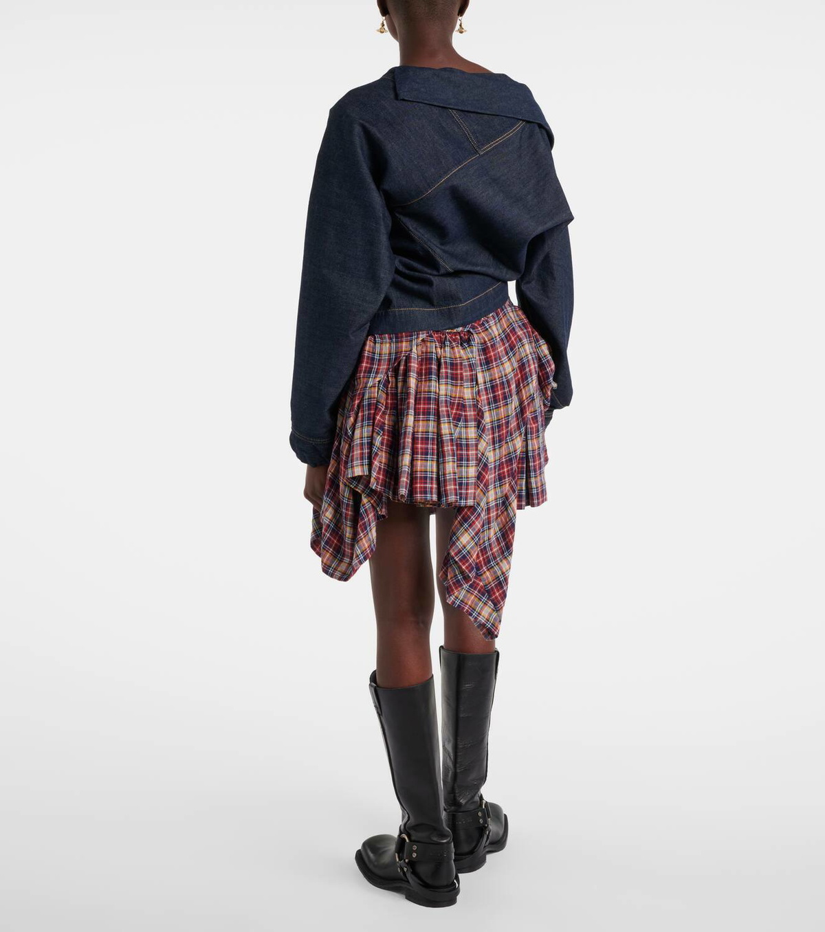 【Vivienne Westwood】 Natalia croppedコットン chambrayシャツ Natalia cropped cotton chambray shirt in blue - Vivienne