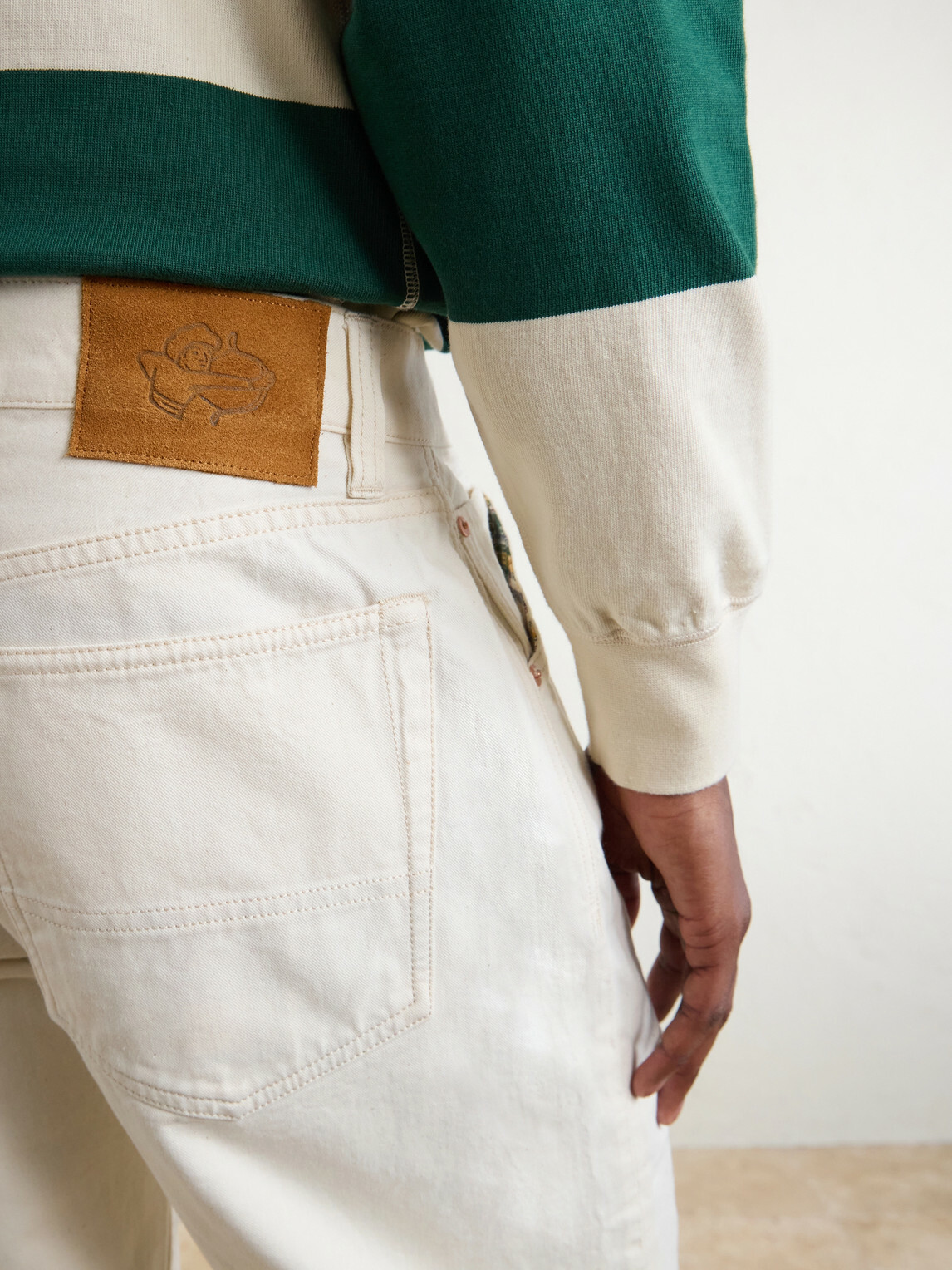 Drake's - Straight-Leg Leather-Trimmed Jeans - Neutrals