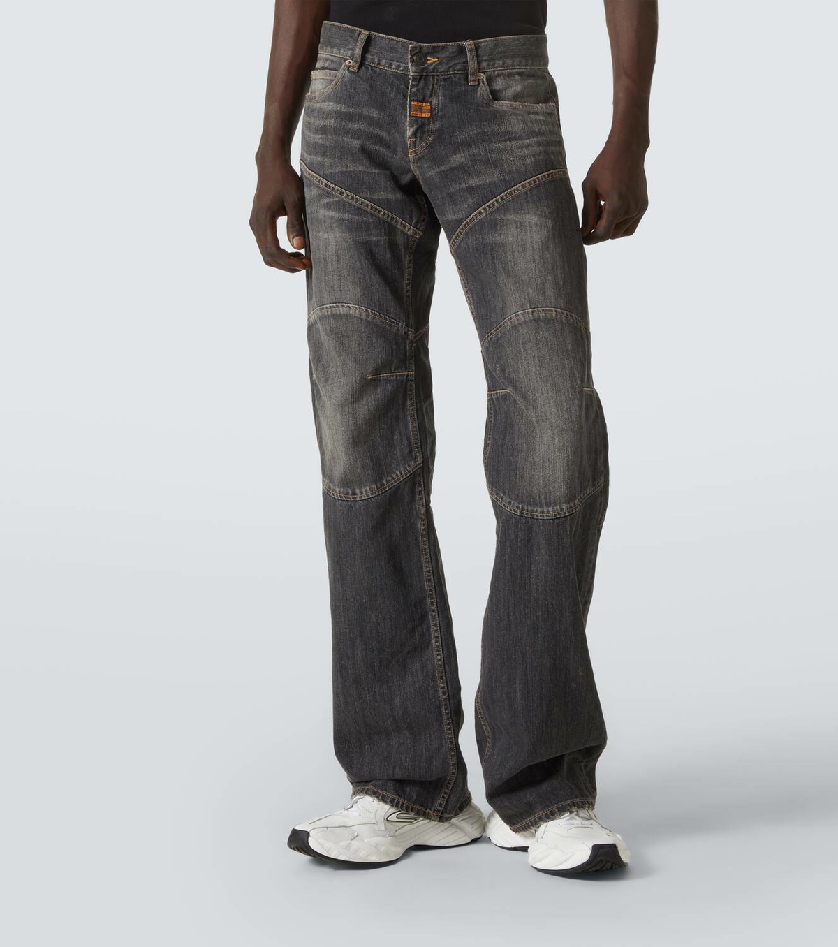 デニム・ジーパン [Balenciaga] Distressed low-rise wide-leg jeans Balenciaga Distressed low-rise wide-leg Jeans | Blue | FARFETCH