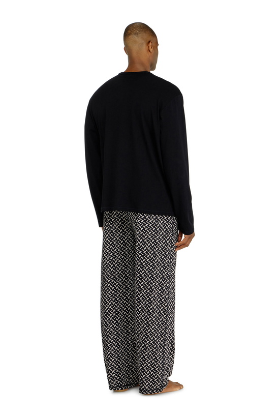Photo: Diesel Pyjama set in cotton with printed bottoms - Pajamas Mens in Black