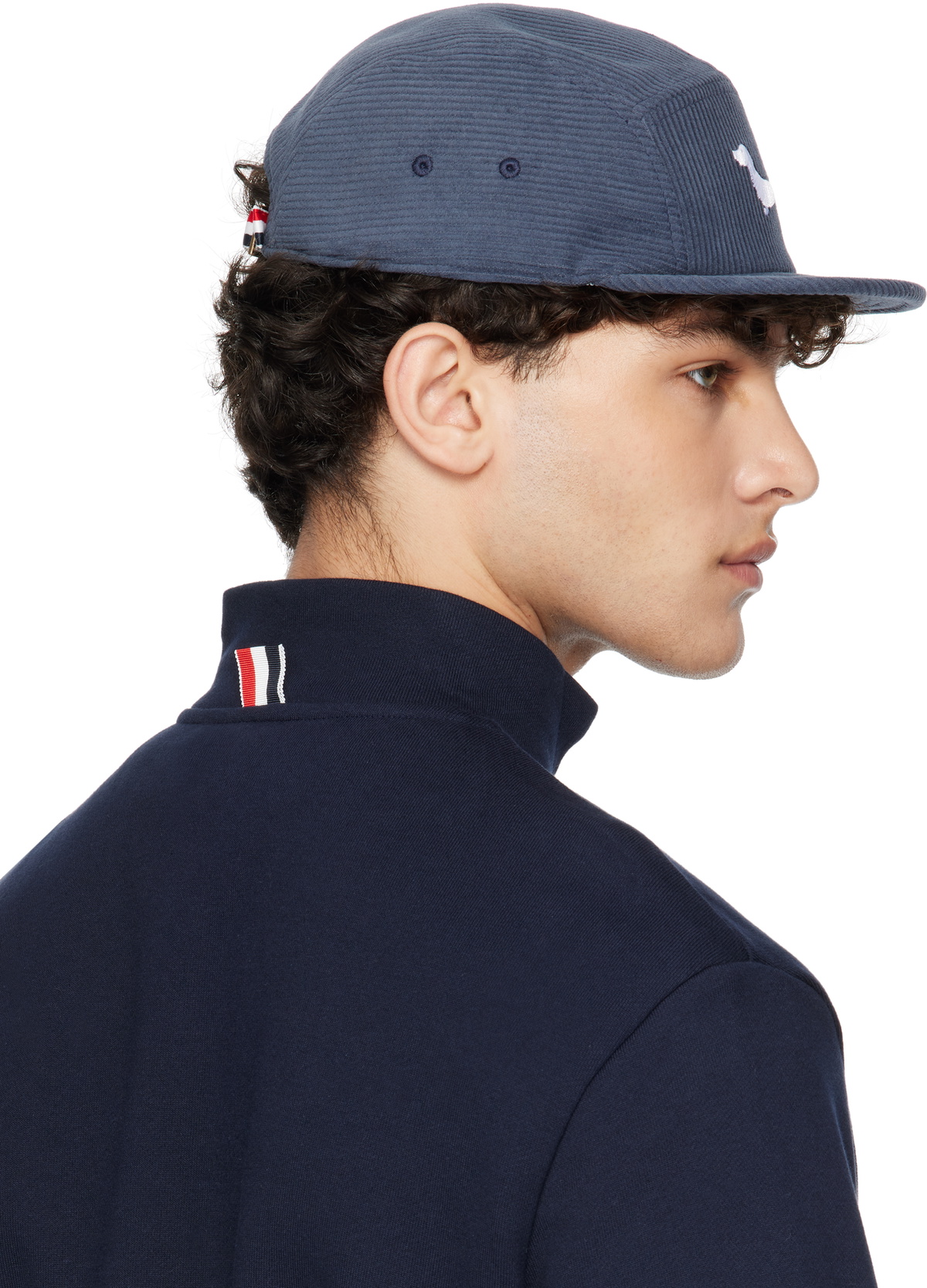 Thom Browne Blue 5-Panel Hector Corduroy Cap