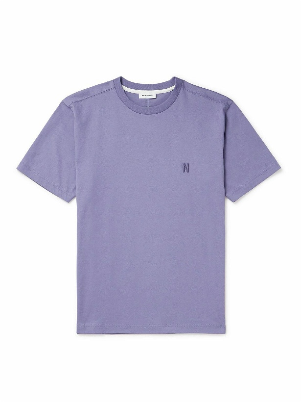 Photo: Norse Projects - Johannes Logo-Embroidered Organic Cotton-Jersey T-Shirt - Purple