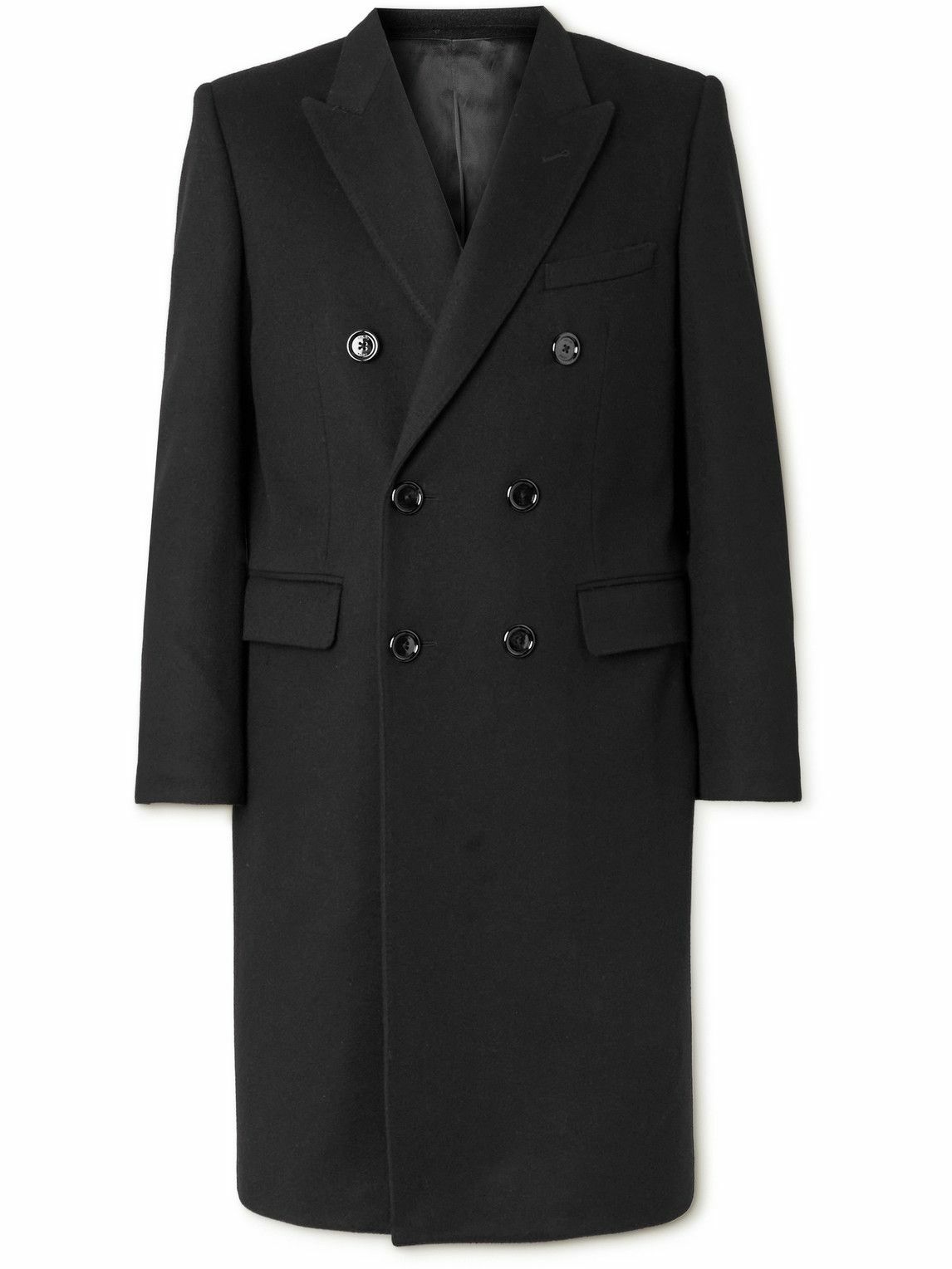 CELINE - Slim-Fit Double-Breasted Wool Coat - Black
