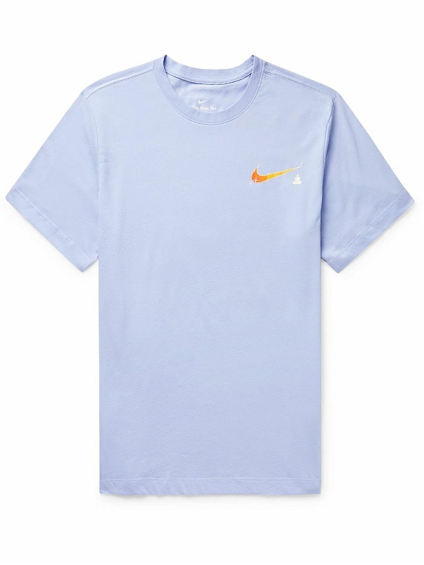 Photo: Nike Training - Logo-Print Cotton-Blend Dri-FIT T-Shirt - Blue