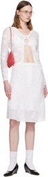 SHUSHU/TONG White Threadwork Knit Midi Skirt